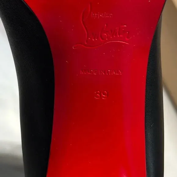 Christian Louboutin Black Lock 70 Leather Knee-high Boots Tall Block heel 39