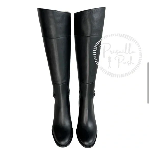 Christian Louboutin Black Lock 70 Leather Knee-high Boots Tall Block heel 39