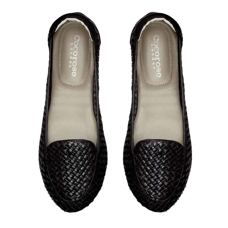 Clapham - Black Woven Leather Loafers