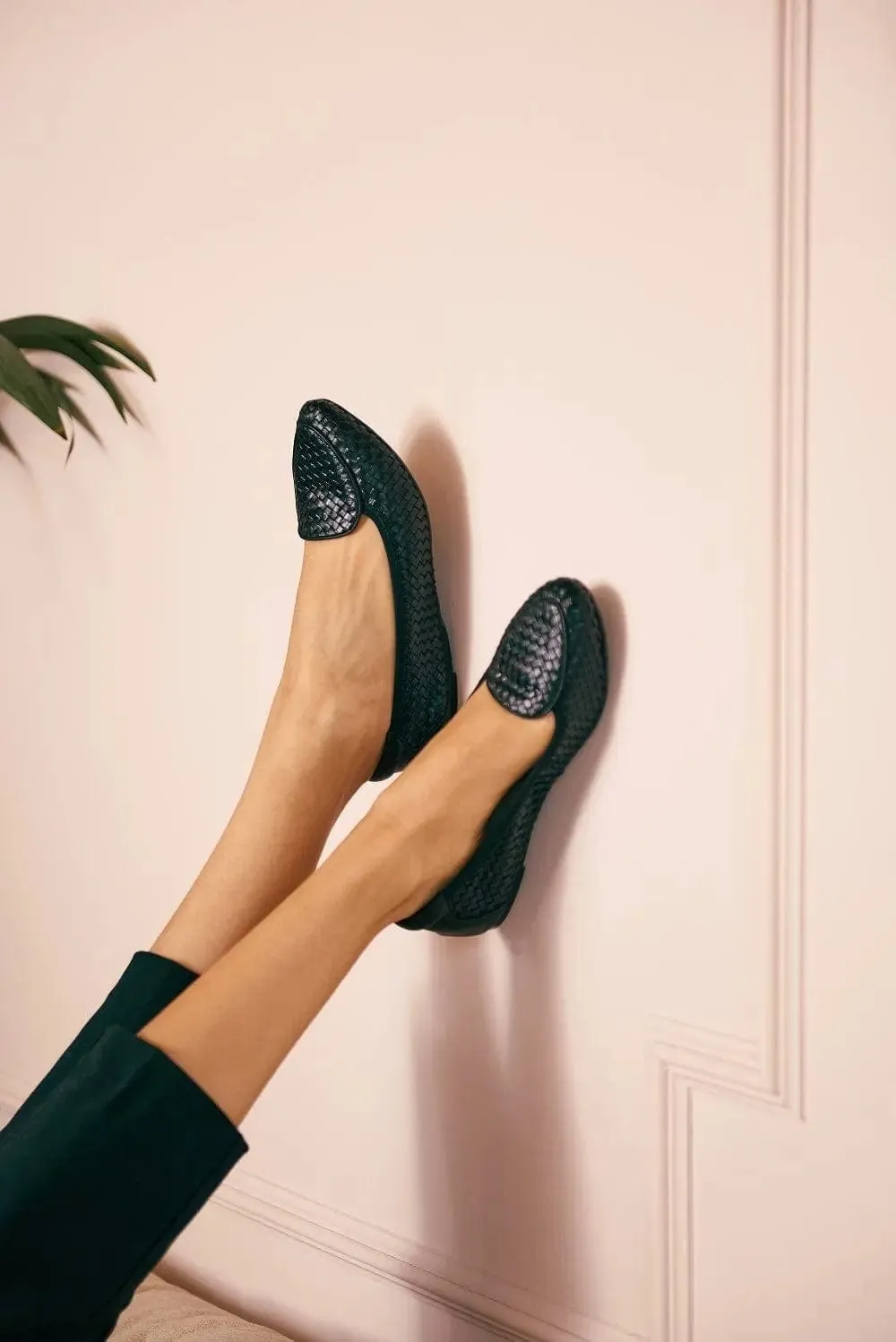 Clapham - Black Woven Leather Loafers
