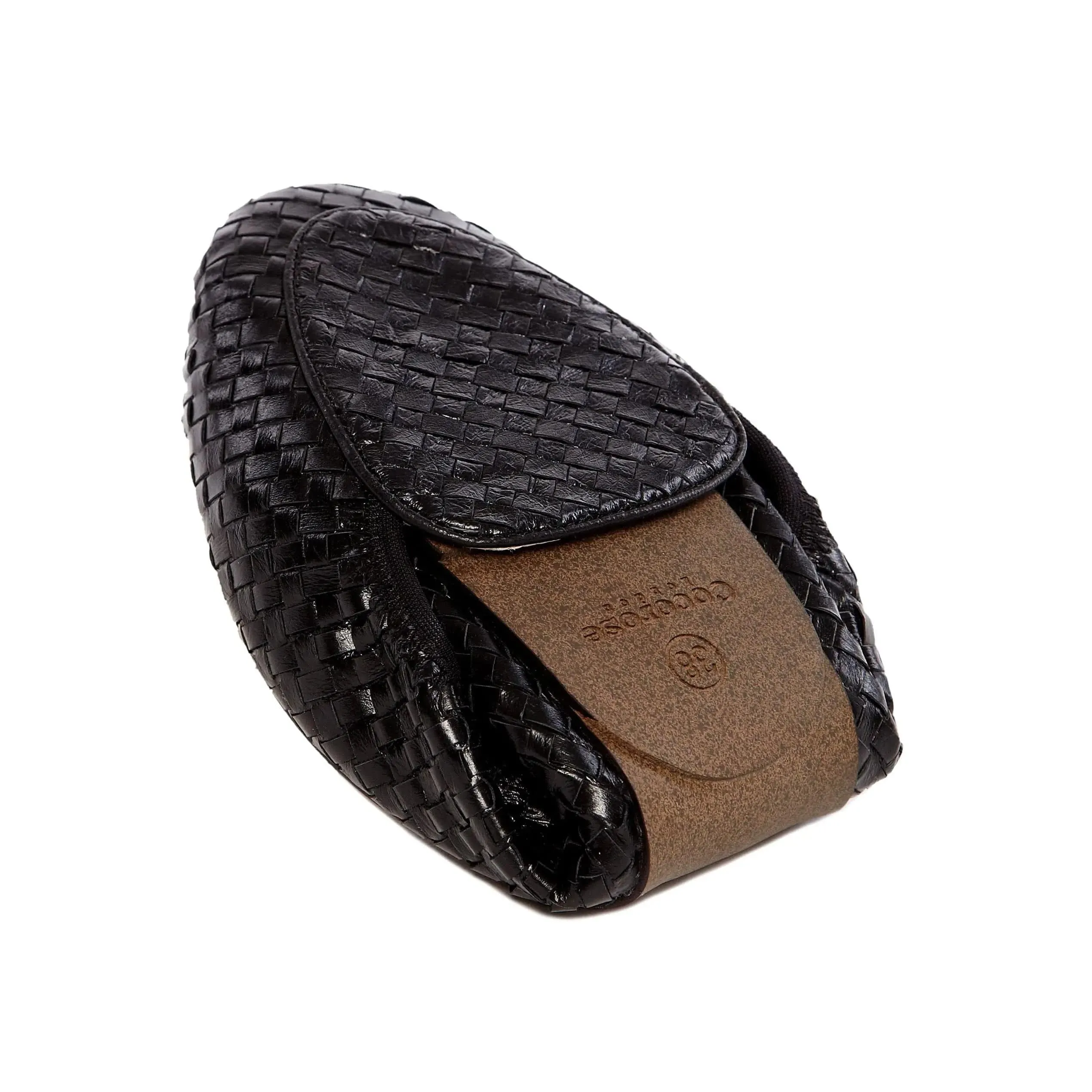 Clapham - Black Woven Leather Loafers