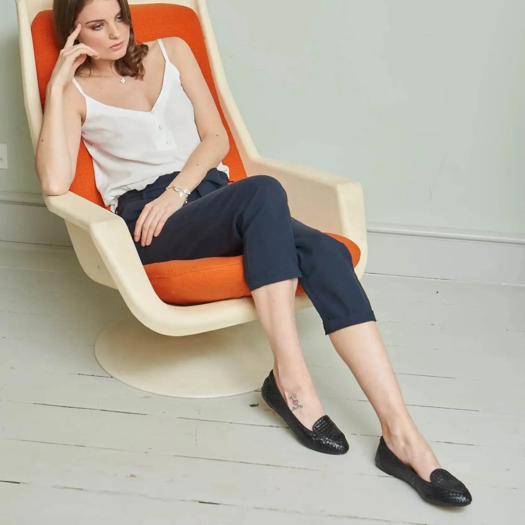 Clapham - Black Woven Leather Loafers