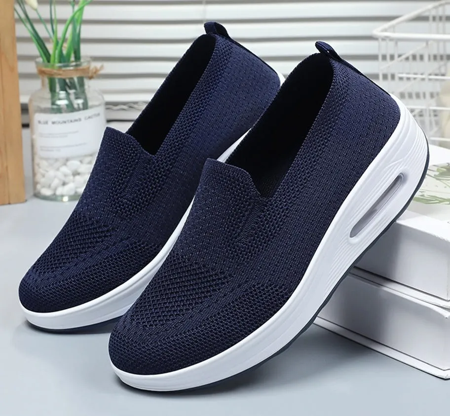 Classic Knitted Slip-On Sneakers for Women with Air Cushion Sole