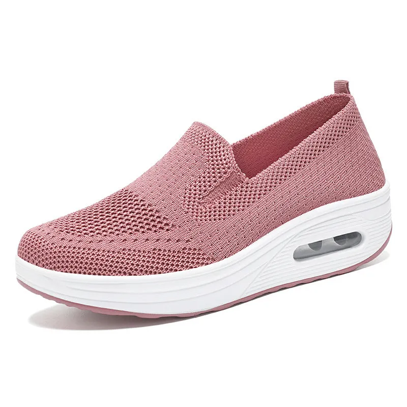 Classic Knitted Slip-On Sneakers for Women with Air Cushion Sole