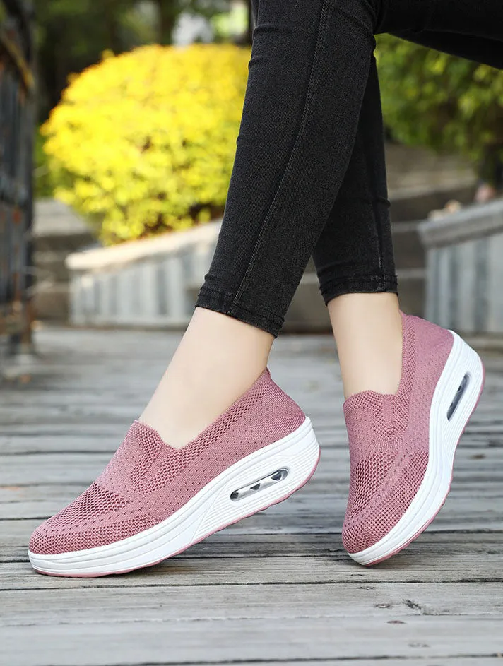 Classic Knitted Slip-On Sneakers for Women with Air Cushion Sole