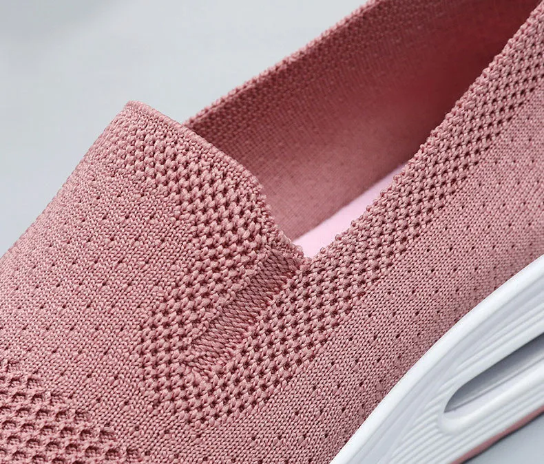 Classic Knitted Slip-On Sneakers for Women with Air Cushion Sole