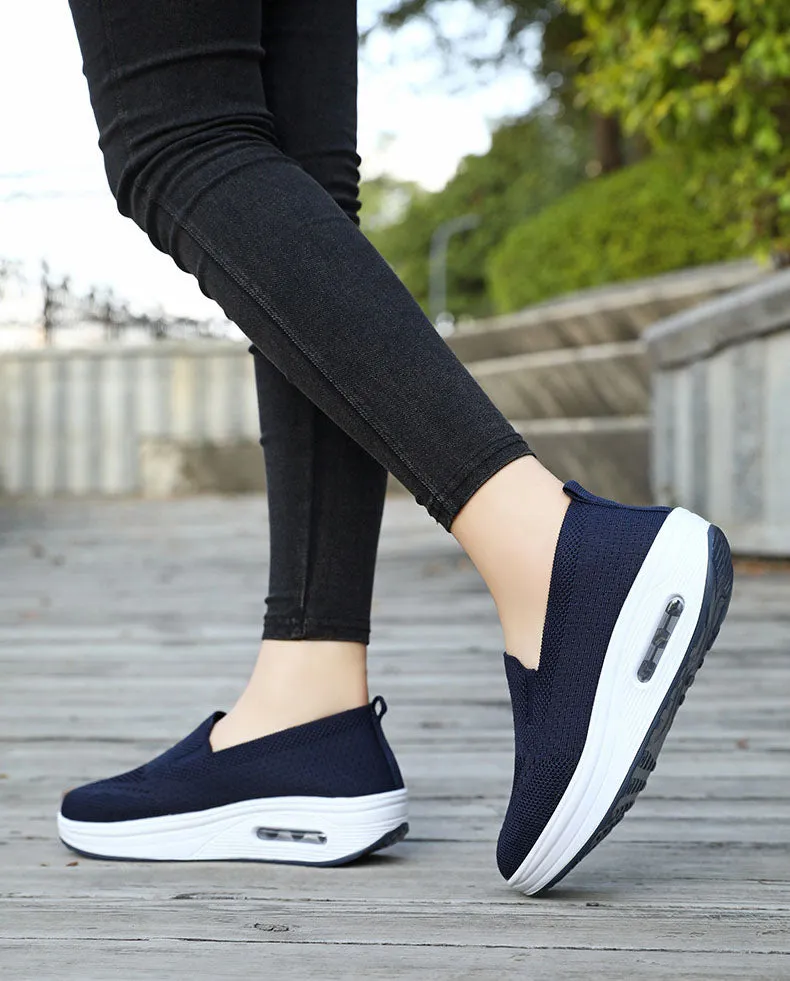 Classic Knitted Slip-On Sneakers for Women with Air Cushion Sole