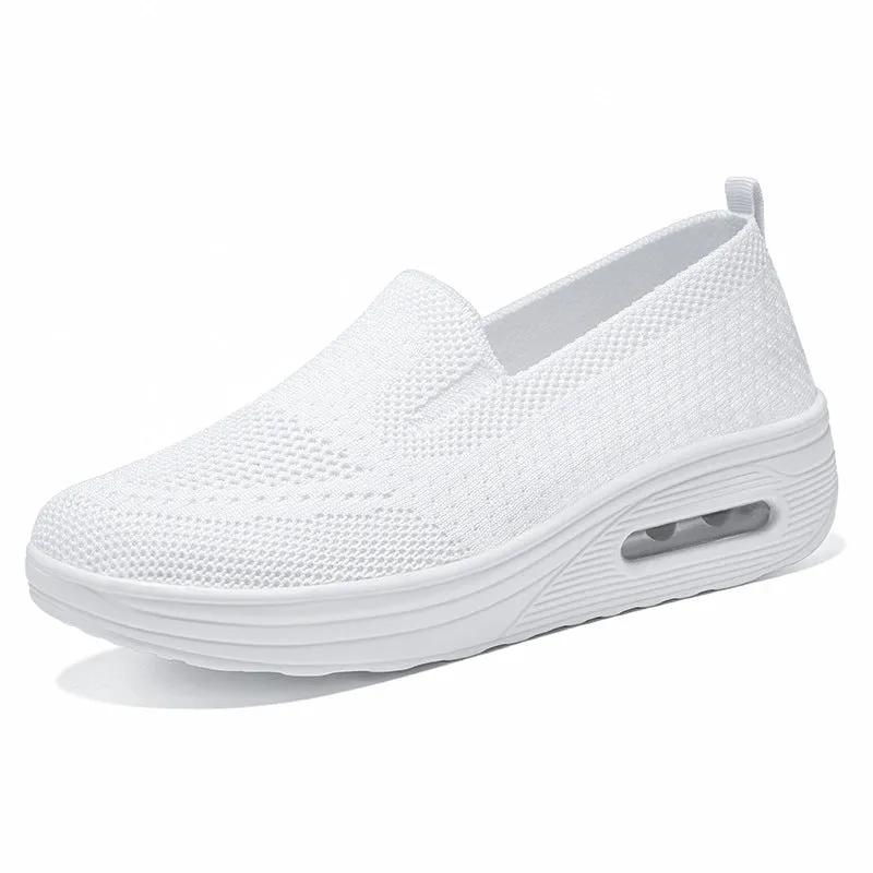 Classic Knitted Slip-On Sneakers for Women with Air Cushion Sole