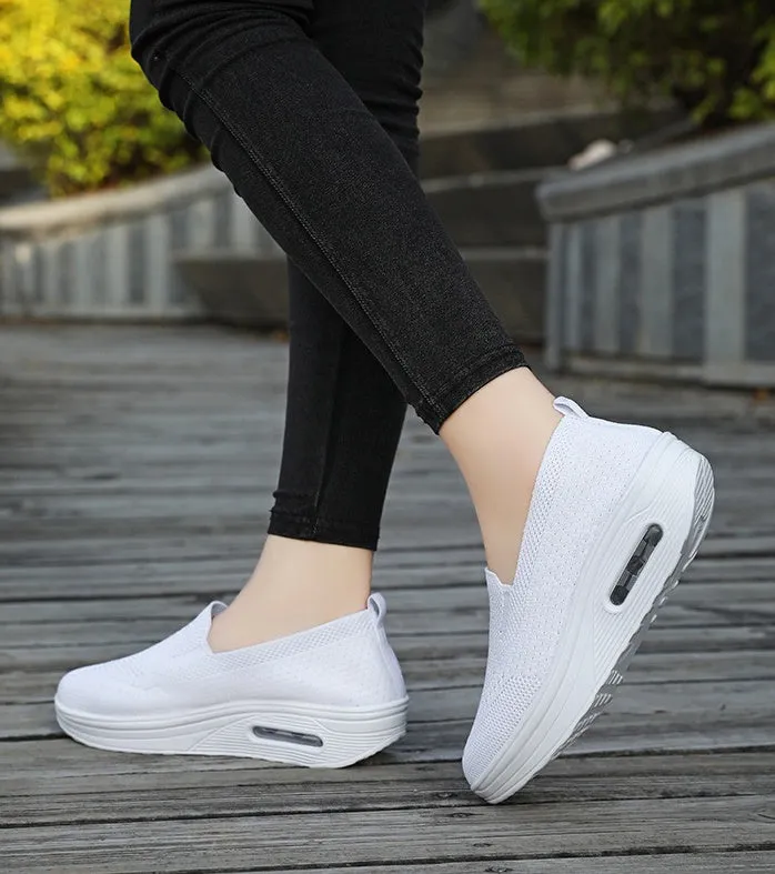 Classic Knitted Slip-On Sneakers for Women with Air Cushion Sole