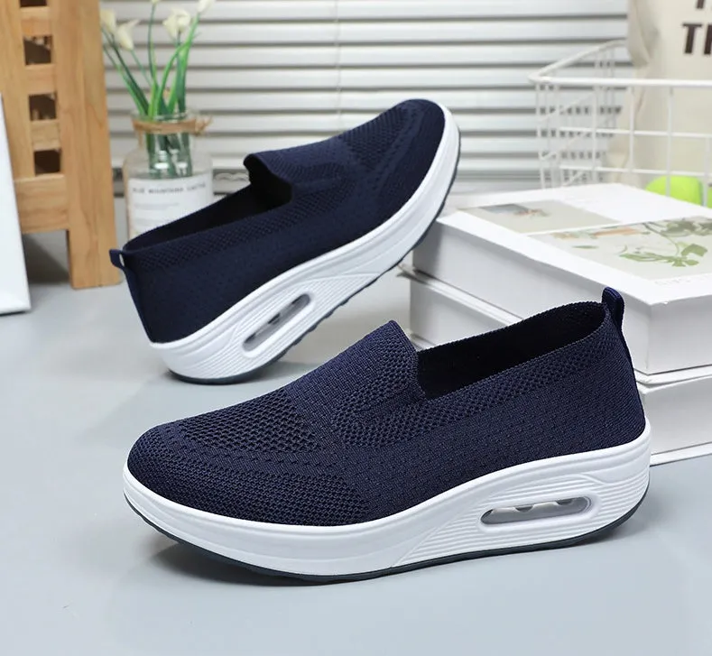 Classic Knitted Slip-On Sneakers for Women with Air Cushion Sole