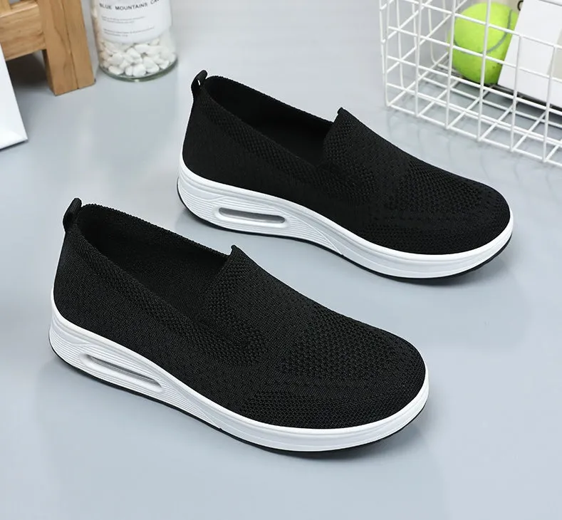Classic Knitted Slip-On Sneakers for Women with Air Cushion Sole
