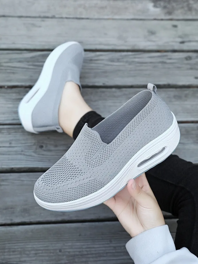 Classic Knitted Slip-On Sneakers for Women with Air Cushion Sole