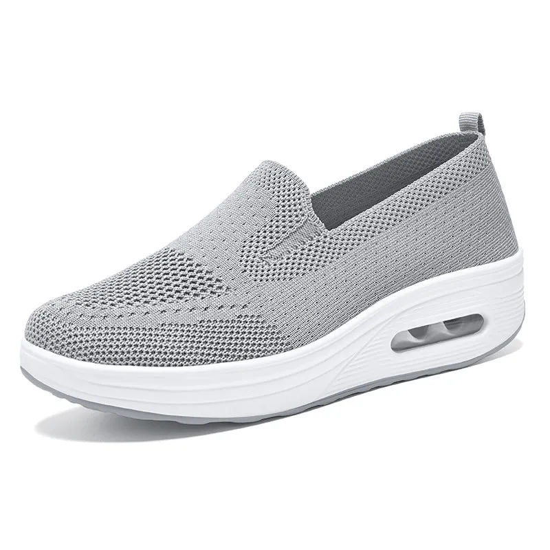 Classic Knitted Slip-On Sneakers for Women with Air Cushion Sole