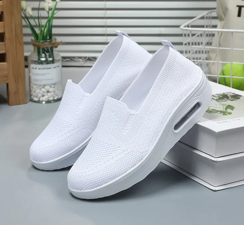 Classic Knitted Slip-On Sneakers for Women with Air Cushion Sole