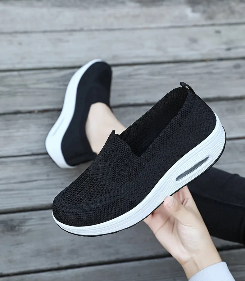 Classic Knitted Slip-On Sneakers for Women with Air Cushion Sole