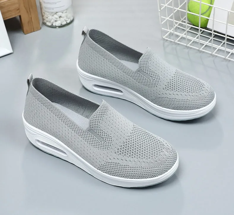 Classic Knitted Slip-On Sneakers for Women with Air Cushion Sole