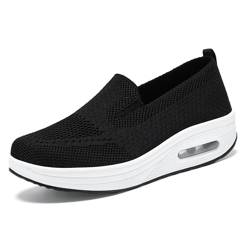 Classic Knitted Slip-On Sneakers for Women with Air Cushion Sole
