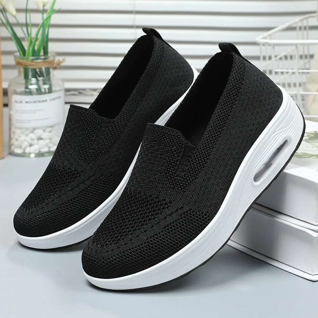 Classic Knitted Slip-On Sneakers for Women with Air Cushion Sole