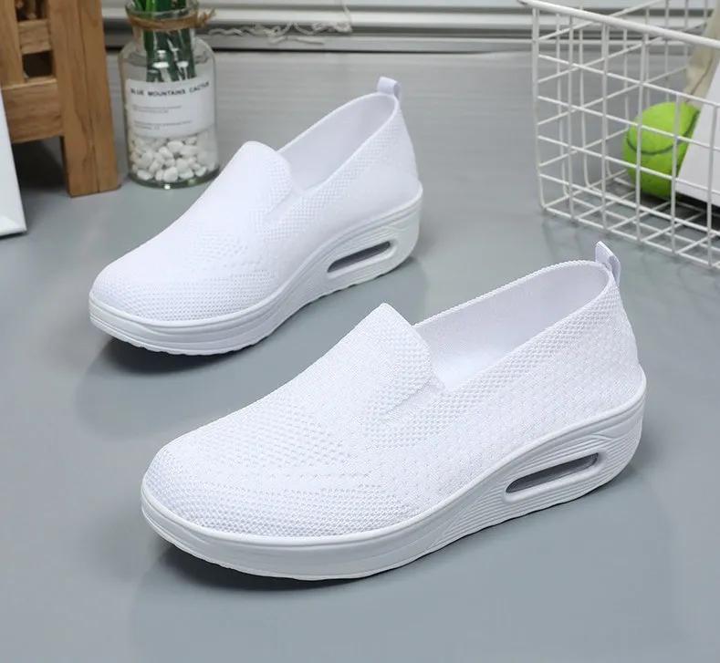 Classic Knitted Slip-On Sneakers for Women with Air Cushion Sole