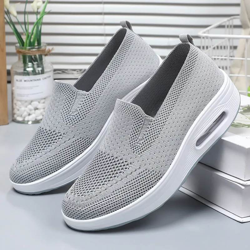 Classic Knitted Slip-On Sneakers for Women with Air Cushion Sole
