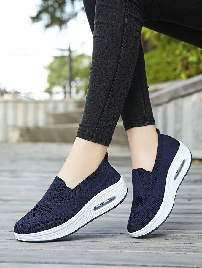 Classic Knitted Slip-On Sneakers for Women with Air Cushion Sole