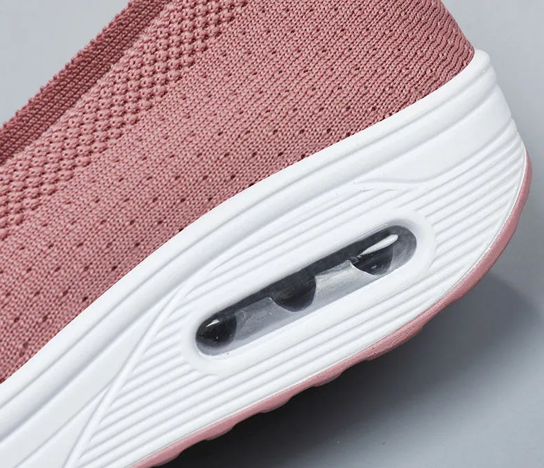 Classic Knitted Slip-On Sneakers for Women with Air Cushion Sole