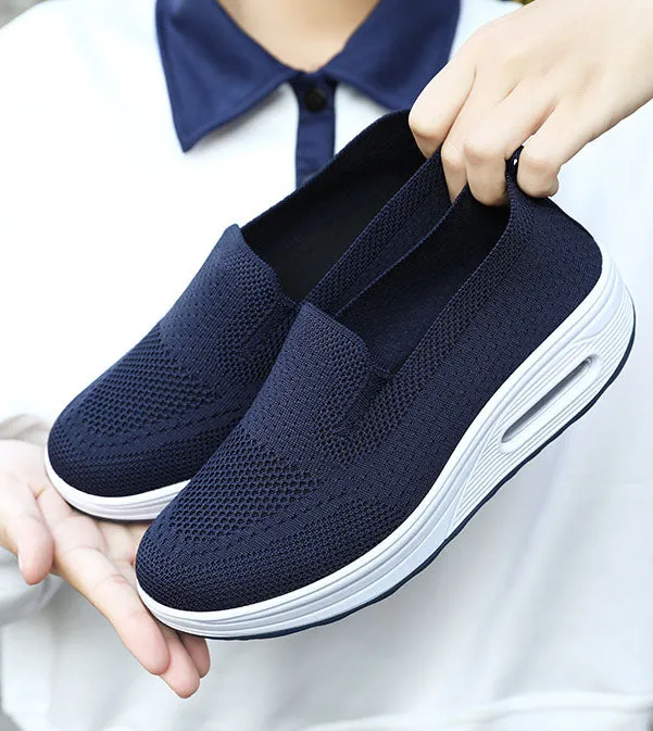 Classic Knitted Slip-On Sneakers for Women with Air Cushion Sole