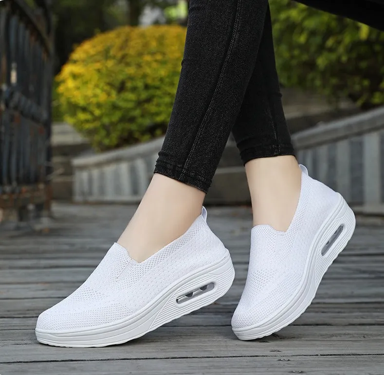 Classic Knitted Slip-On Sneakers for Women with Air Cushion Sole
