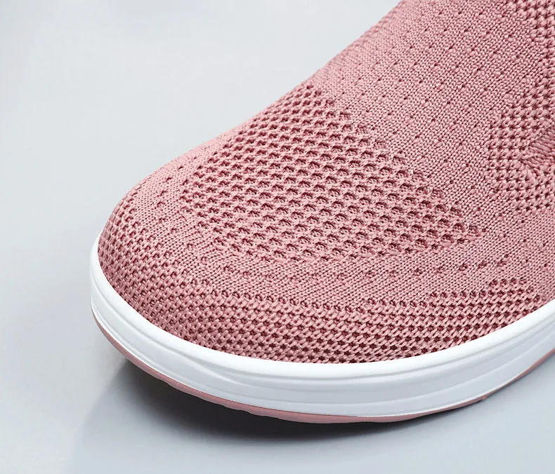 Classic Knitted Slip-On Sneakers for Women with Air Cushion Sole
