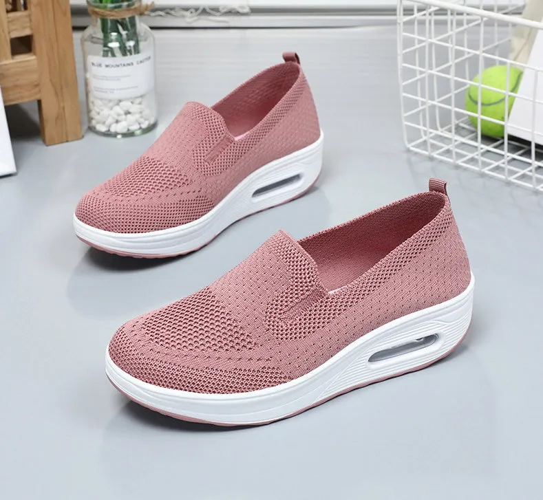 Classic Knitted Slip-On Sneakers for Women with Air Cushion Sole