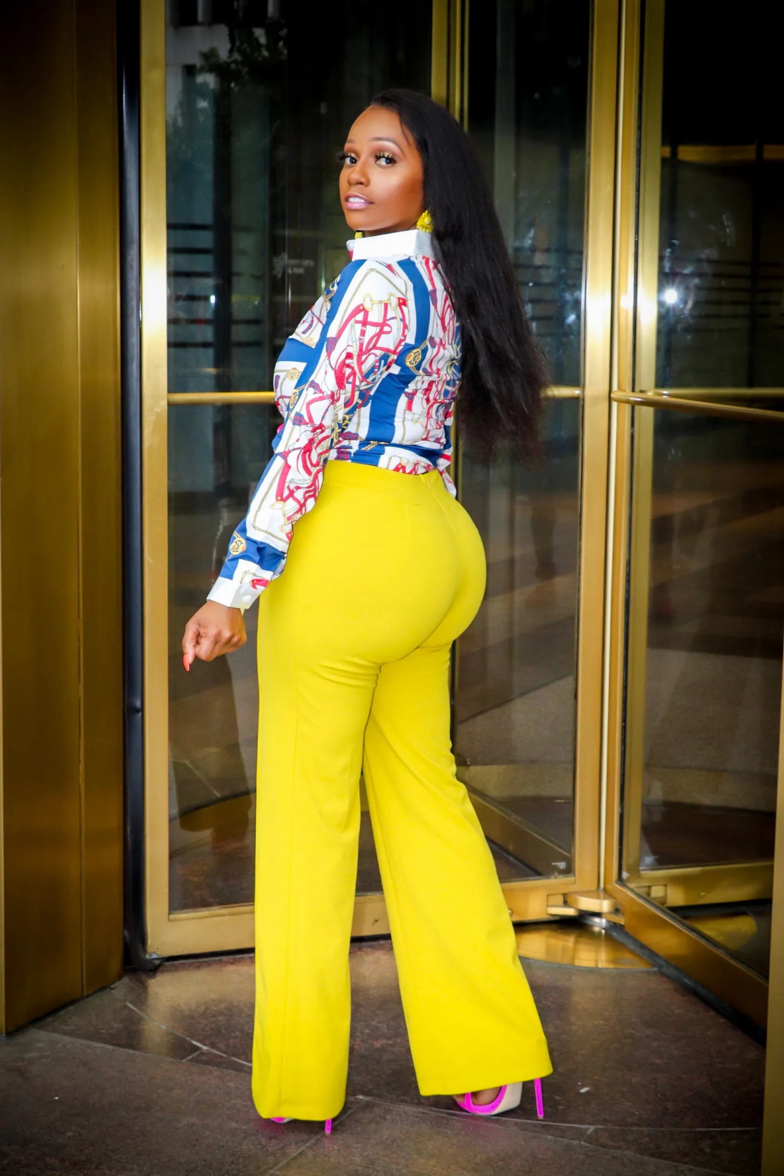 Classy Posh Mustard Stretch High Waist Pants