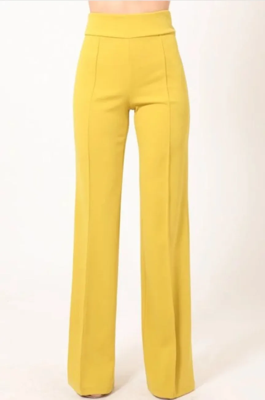 Classy Posh Mustard Stretch High Waist Pants
