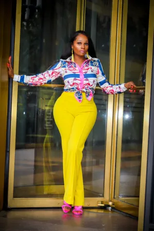 Classy Posh Mustard Stretch High Waist Pants
