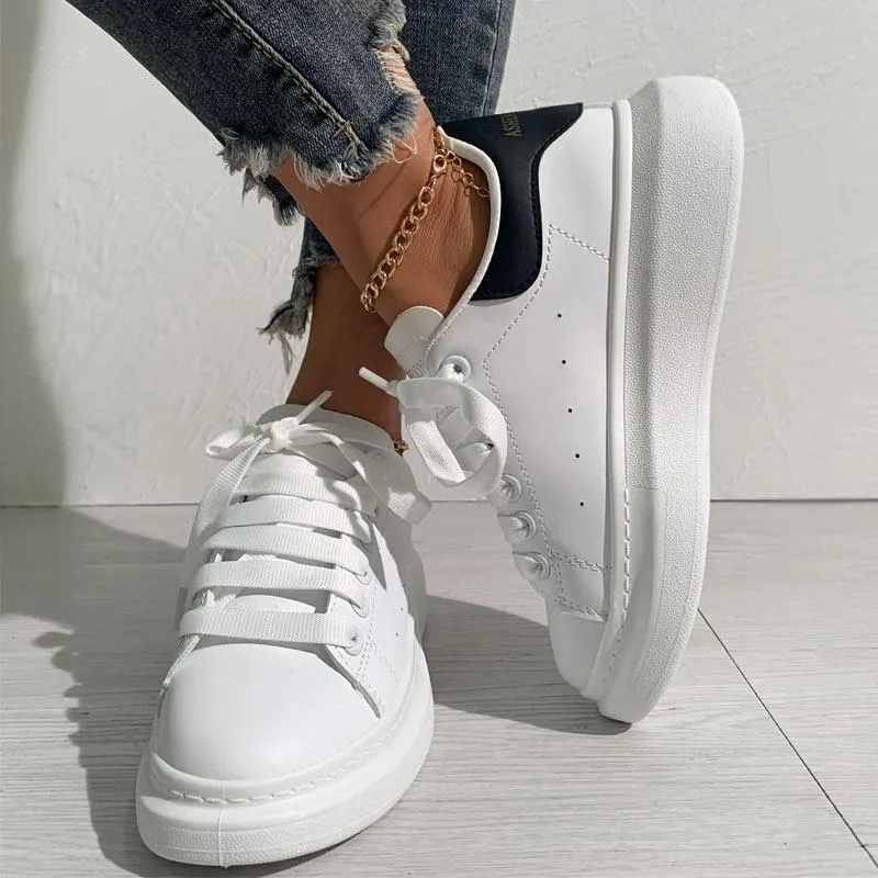 Colorblock Breathable Lace-up Platform Sneakers