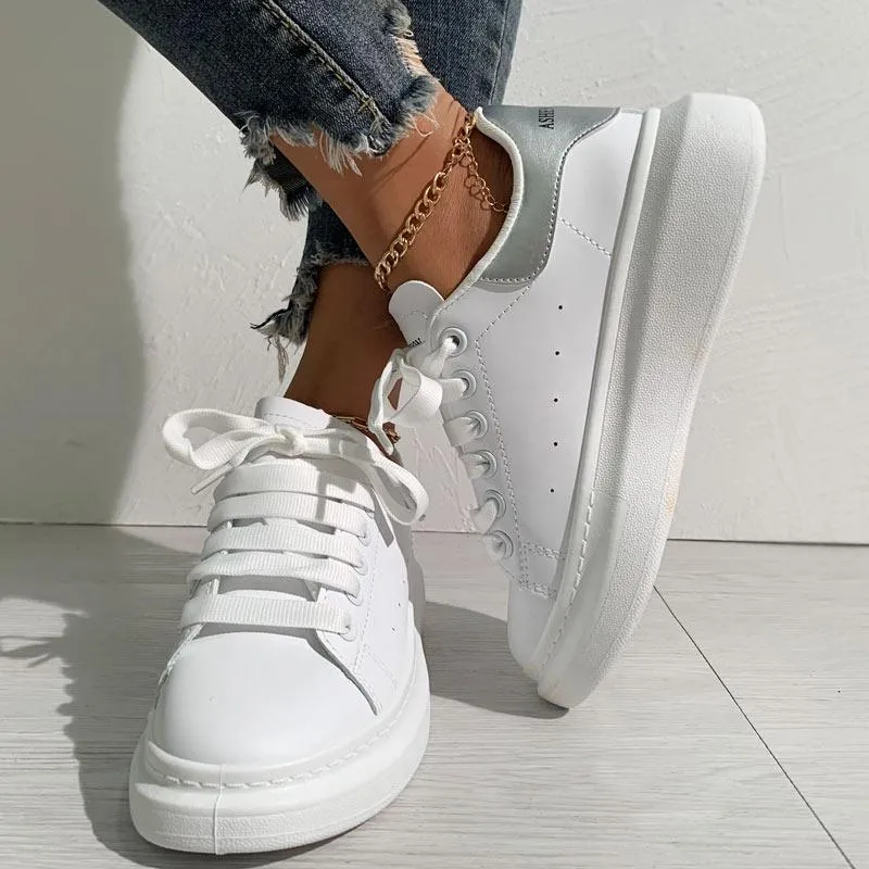 Colorblock Breathable Lace-up Platform Sneakers