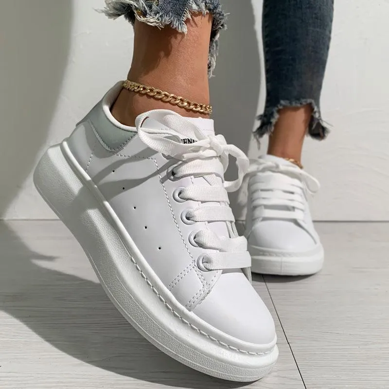 Colorblock Breathable Lace-up Platform Sneakers