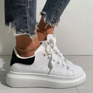 Colorblock Breathable Lace-up Platform Sneakers