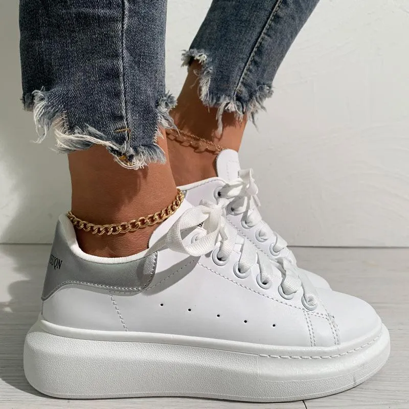 Colorblock Breathable Lace-up Platform Sneakers