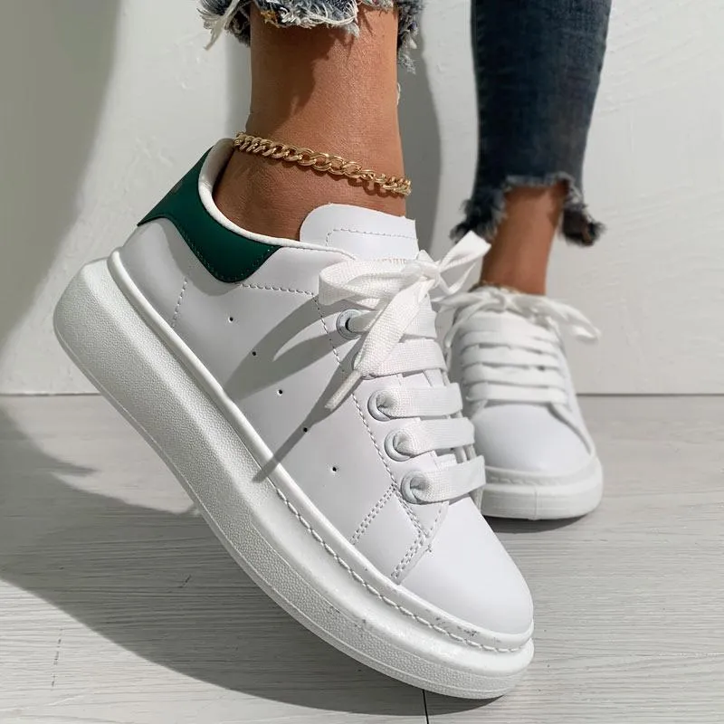 Colorblock Breathable Lace-up Platform Sneakers