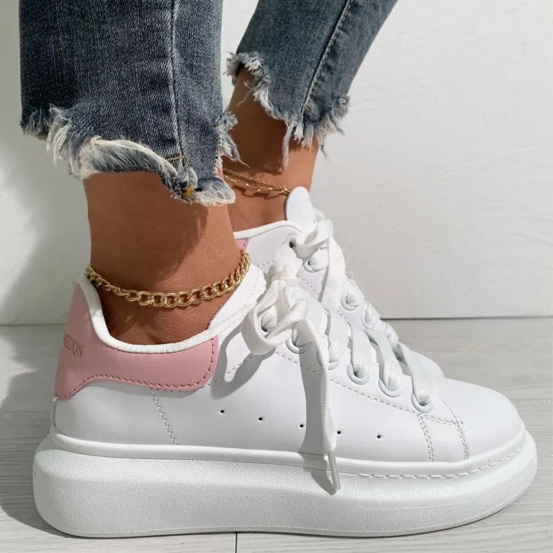 Colorblock Breathable Lace-up Platform Sneakers
