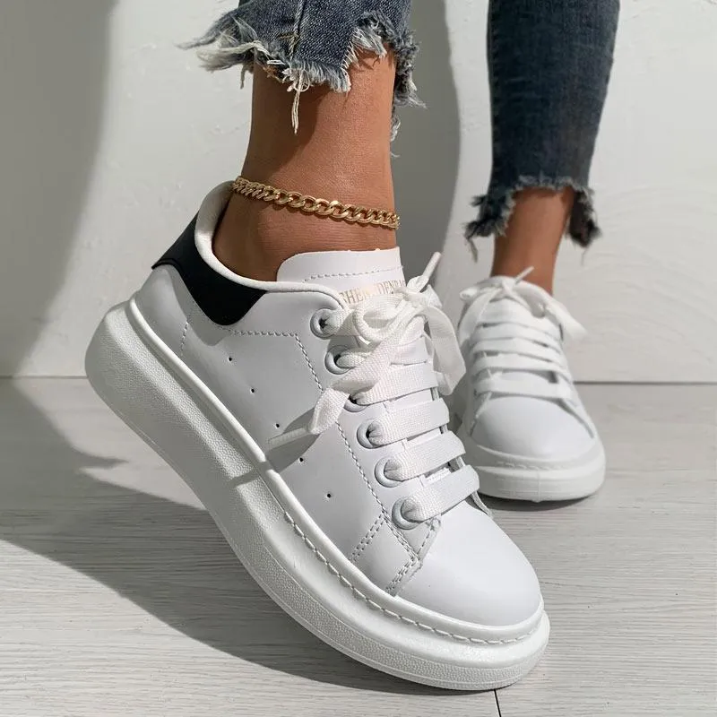 Colorblock Breathable Lace-up Platform Sneakers
