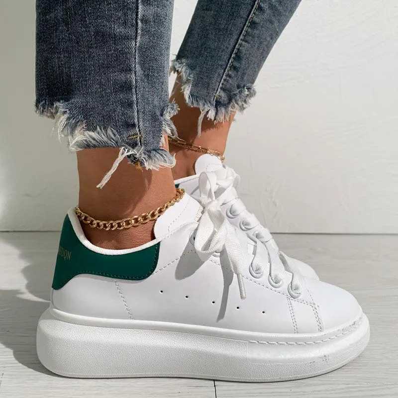 Colorblock Breathable Lace-up Platform Sneakers