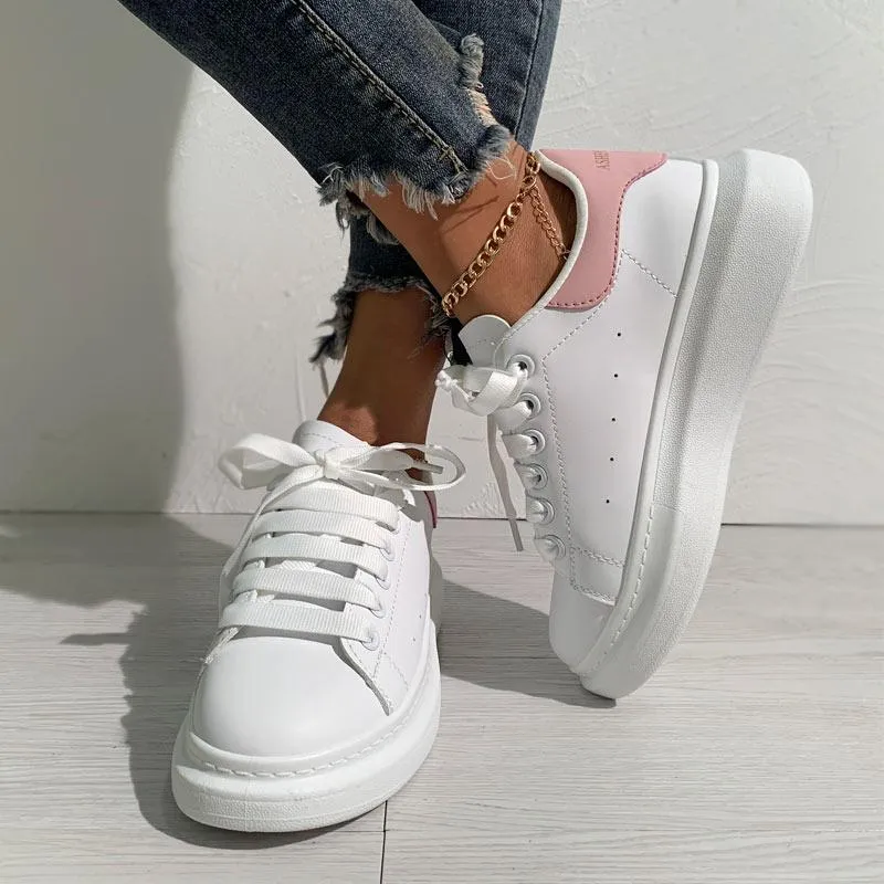 Colorblock Breathable Lace-up Platform Sneakers