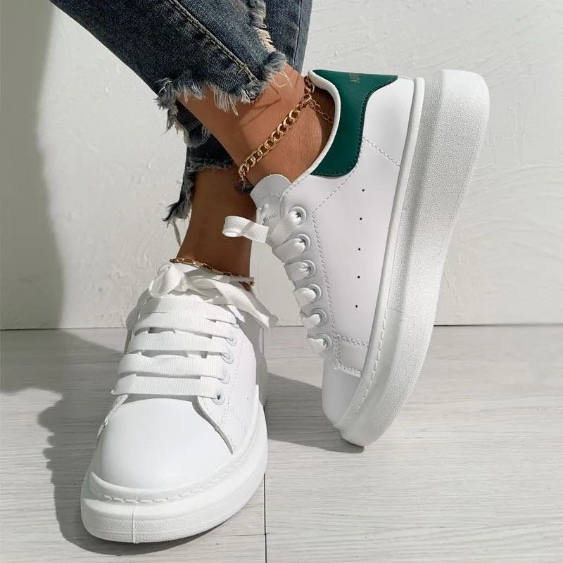 Colorblock Breathable Lace-up Platform Sneakers