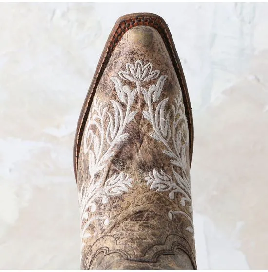Corral LD Brown/White Embroidery