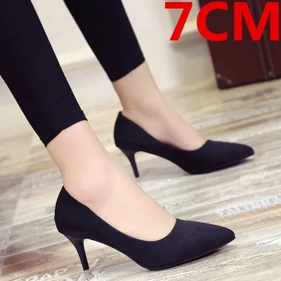 Cresfimix women fashion pointed toe comfortable slip on office high heel shoes lady cute casual high quality black shoes b3210