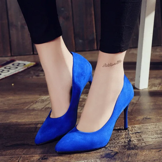 Cresfimix women fashion pointed toe comfortable slip on office high heel shoes lady cute casual high quality black shoes b3210