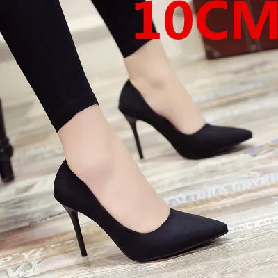 Cresfimix women fashion pointed toe comfortable slip on office high heel shoes lady cute casual high quality black shoes b3210