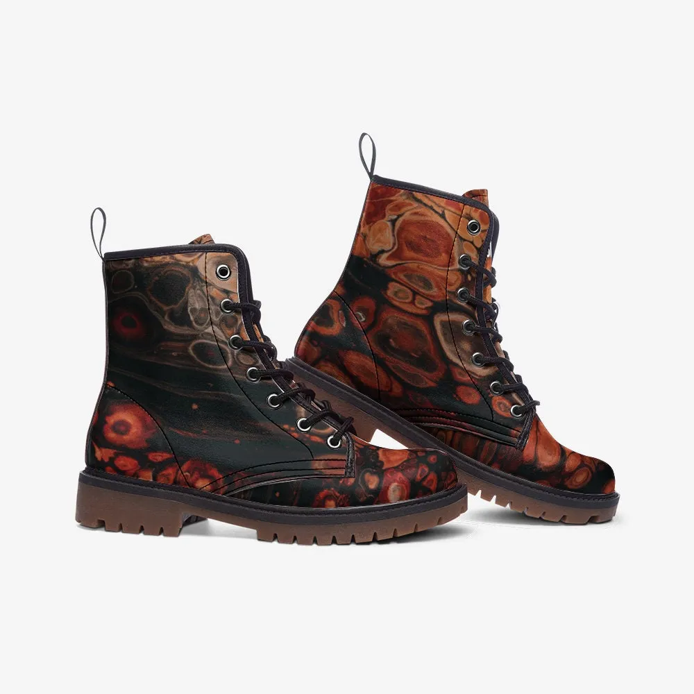 Dark Brown Marble Vegan Leather Unisex Boots