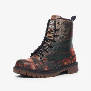 Dark Brown Marble Vegan Leather Unisex Boots